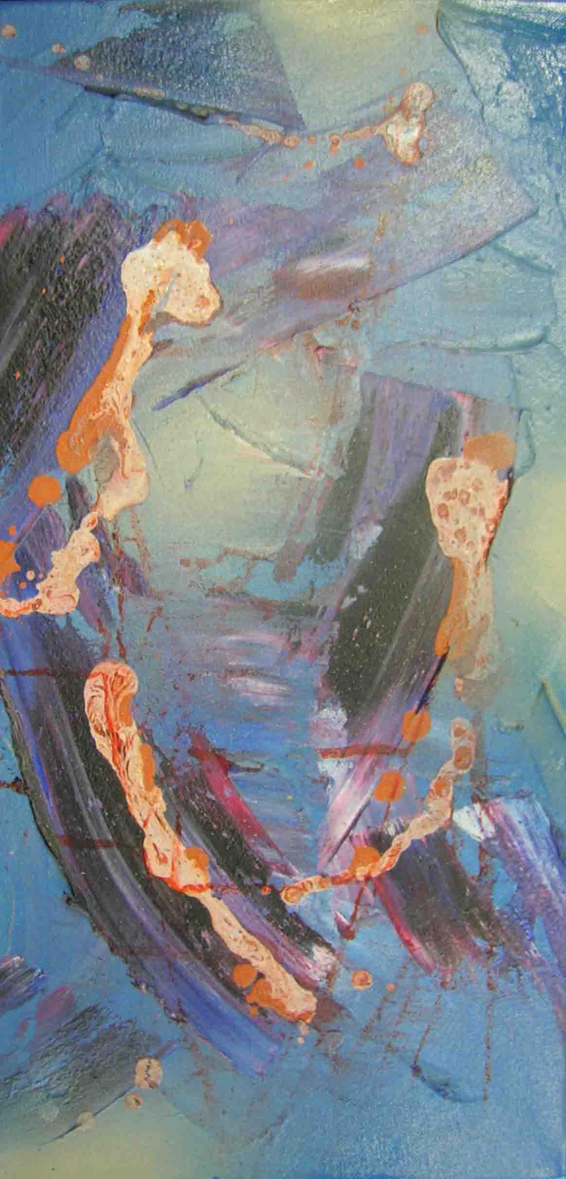 tableau abstrait corrosif en bleu et orange