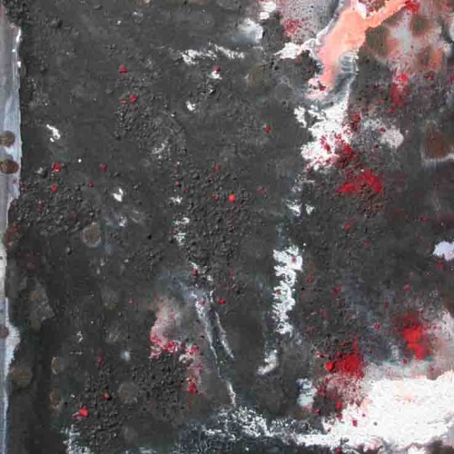 tableau abstrait le tournaisien en noir et rouge